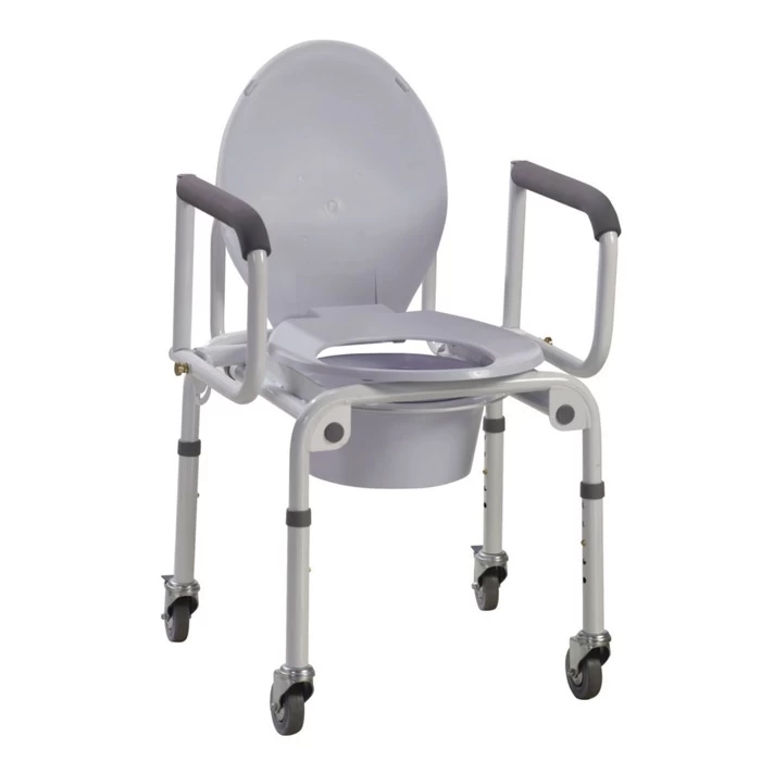 Drive Steel Drop Arm Commode With Wheels & Padded Arms 3 Drive Steel Drop Arm Commode With Wheels & Padded Arms